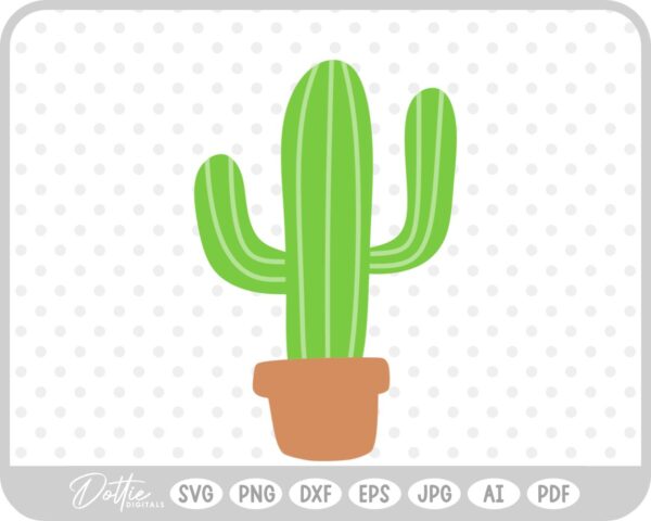 Cactus in Pot SVG PNG DXF – Cricut Silhouette Cutting File