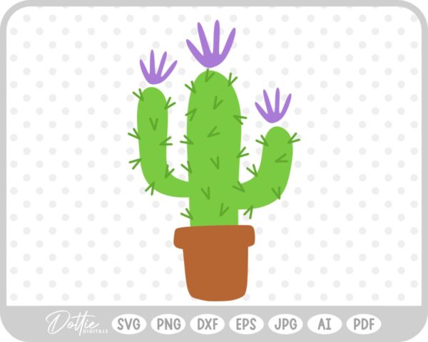 Flower Cactus Plant Pot SVG PNG DXF – Cricut Silhouette Cutting File
