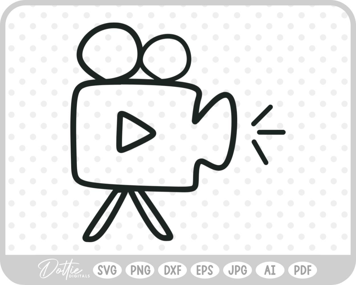 Doodle Sketch Video Camera SVG PNG DXF – Cricut Silhouette Cutting File