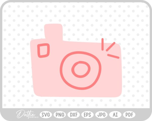 Pink Graphic Doodle Camera SVG PNG DXF – Cricut Silhouette Cutting File