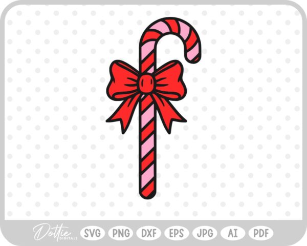 Candy Cane Christmas Gift Bow Food SVG PNG DXF – Cricut Silhouette Cutting File