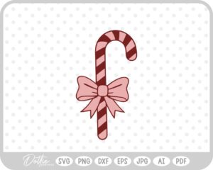Candy Cane Christmas Gift Bow Food SVG PNG DXF – Cricut Silhouette Cutting File