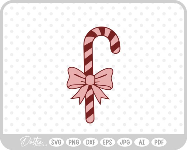 Candy Cane Christmas Gift Bow Food SVG PNG DXF – Cricut Silhouette Cutting File