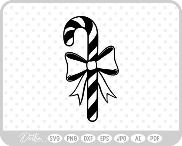 Candy Cane Christmas Gift Bow Food SVG PNG DXF – Cricut Silhouette Cutting File