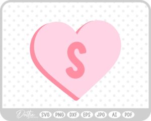 Candy Heart Shape Letter S SVG PNG DXF – Cricut Silhouette Cutting File