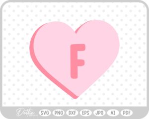 Candy Heart Shape Letter F SVG PNG DXF – Cricut Silhouette Cutting File