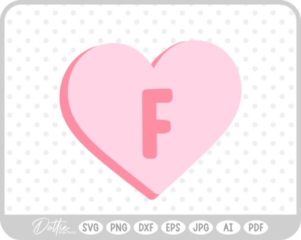 Candy Heart Shape Letter F SVG PNG DXF – Cricut Silhouette Cutting File