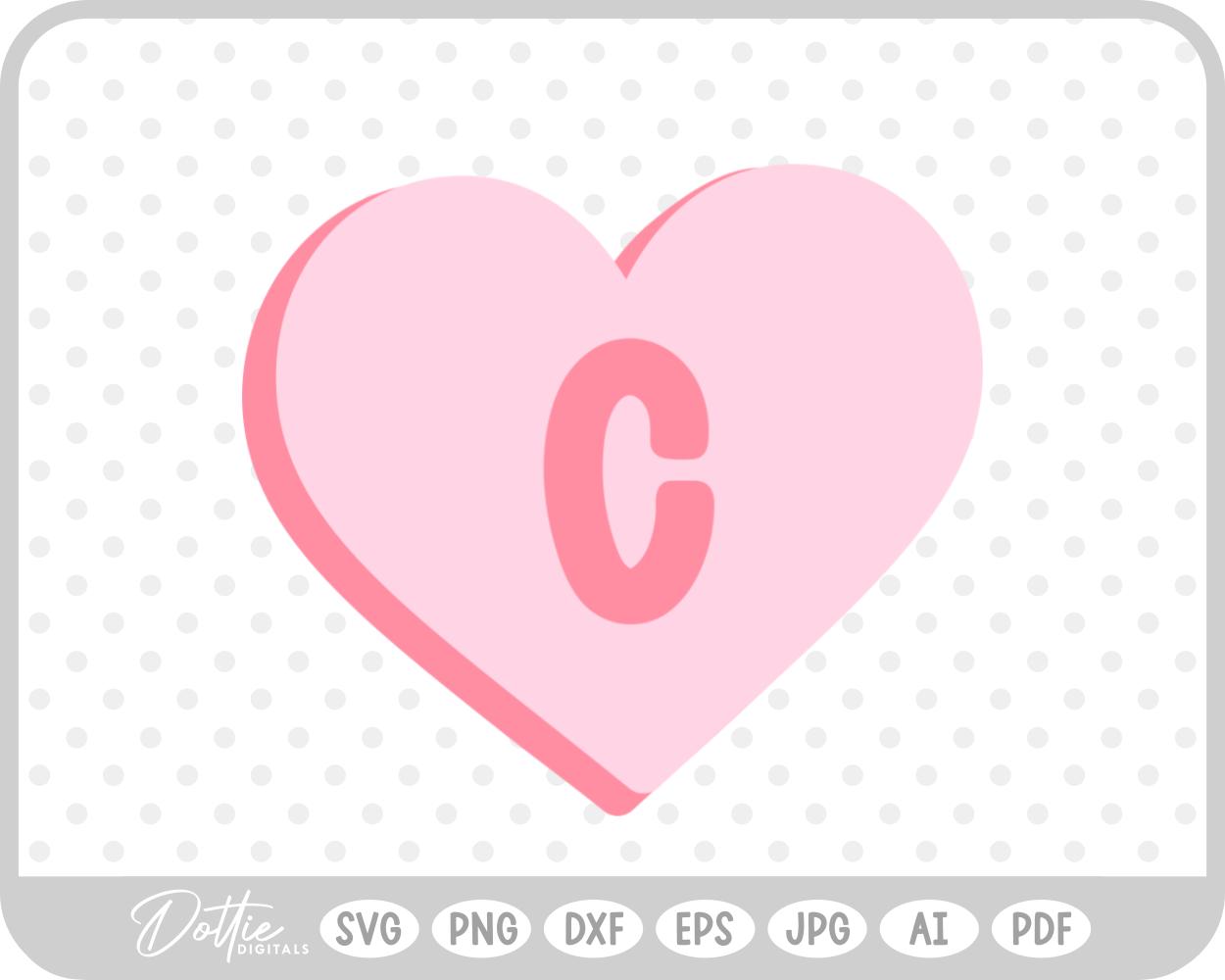 Candy Heart Shape Letter C SVG PNG DXF – Cricut Silhouette Cutting File