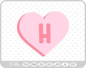 Candy Heart Shape Letter H SVG PNG DXF – Cricut Silhouette Cutting File