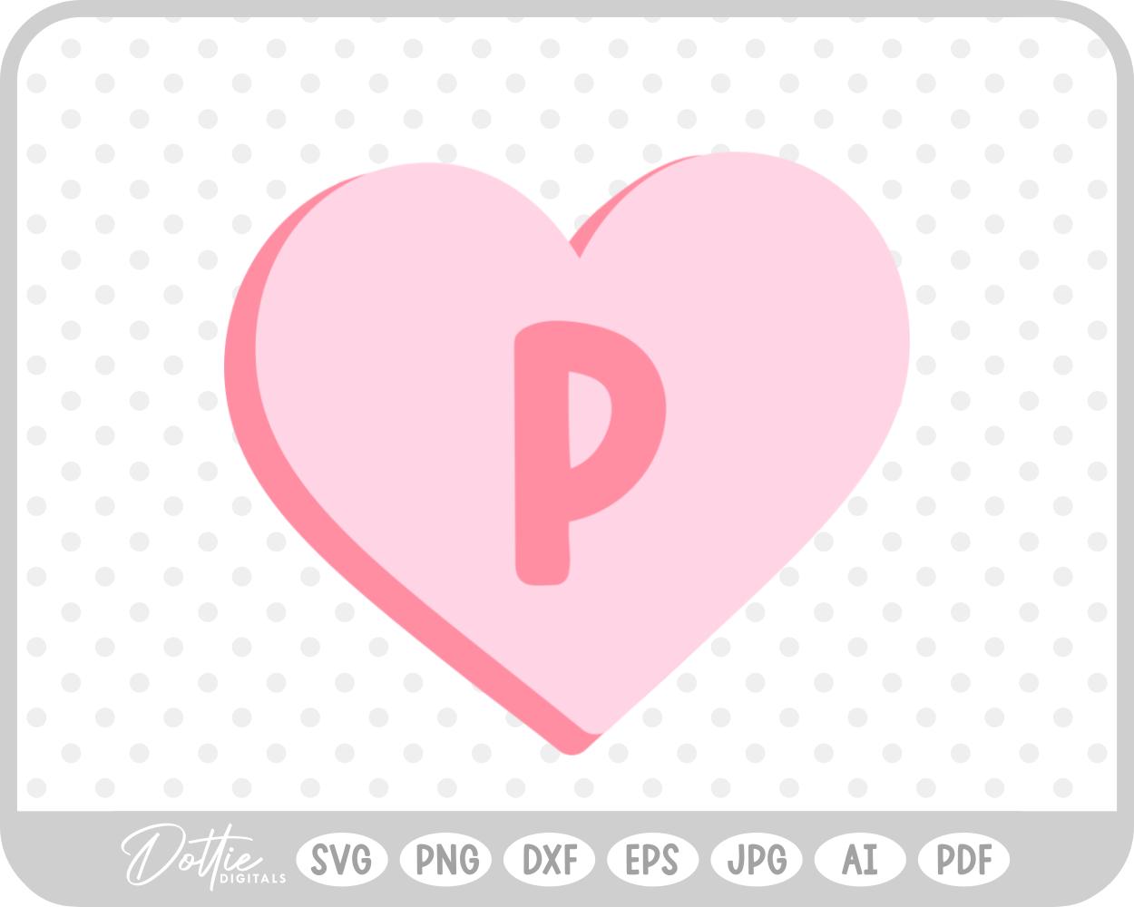Candy Heart Shape Letter P SVG PNG DXF – Cricut Silhouette Cutting File
