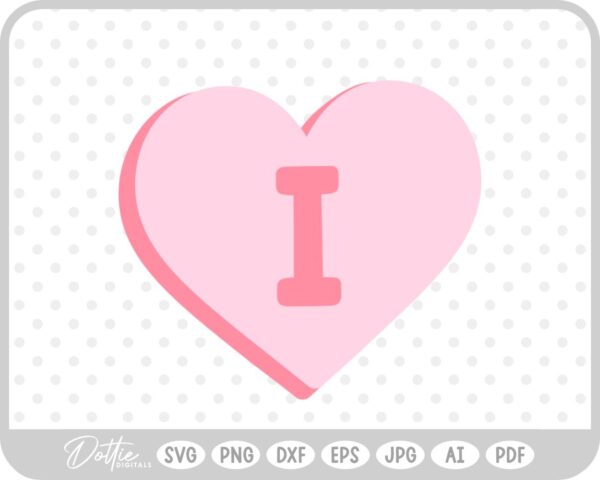 Candy Heart Shape Letter I SVG PNG DXF – Cricut Silhouette Cutting File