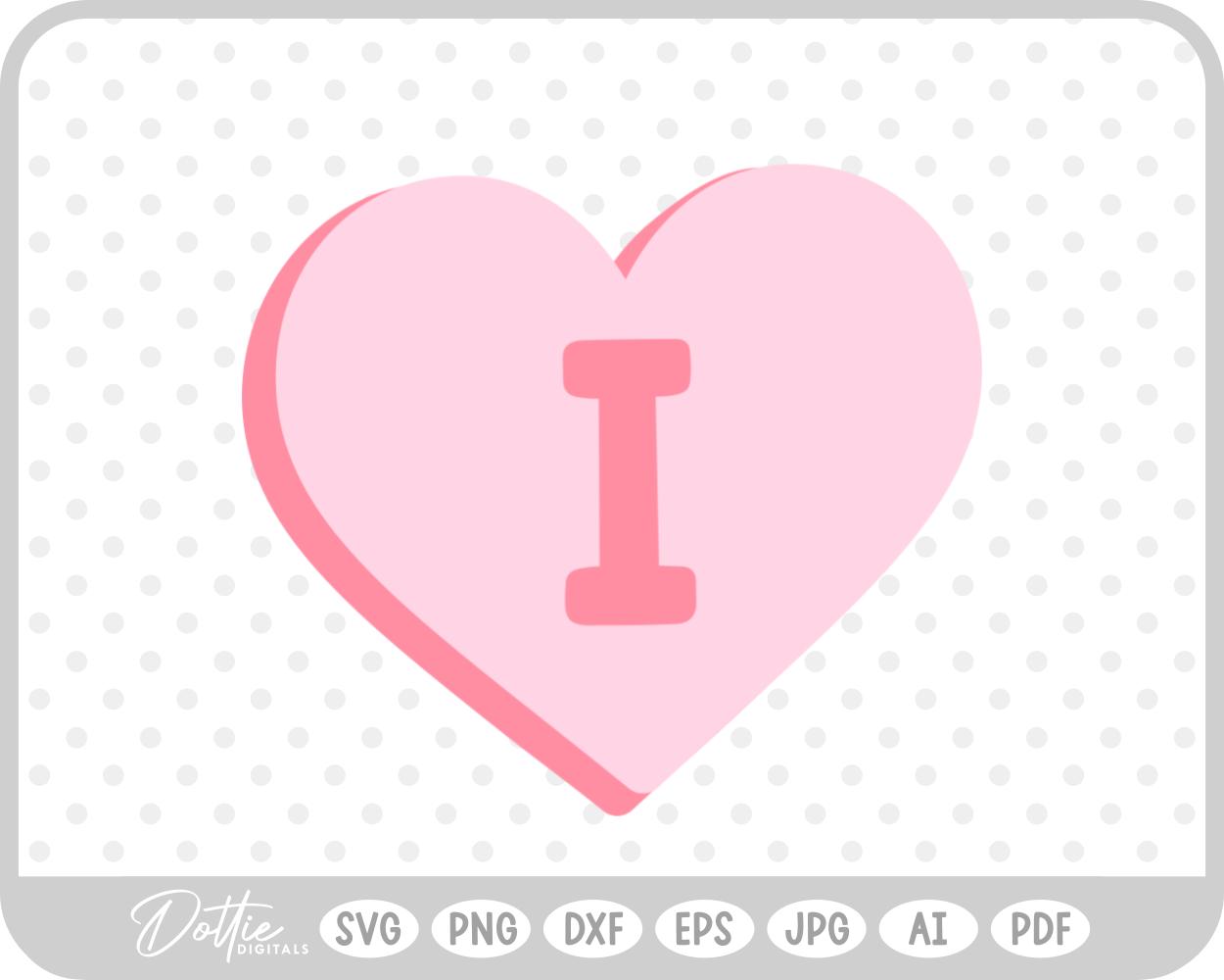 Candy Heart Shape Letter I SVG PNG DXF – Cricut Silhouette Cutting File