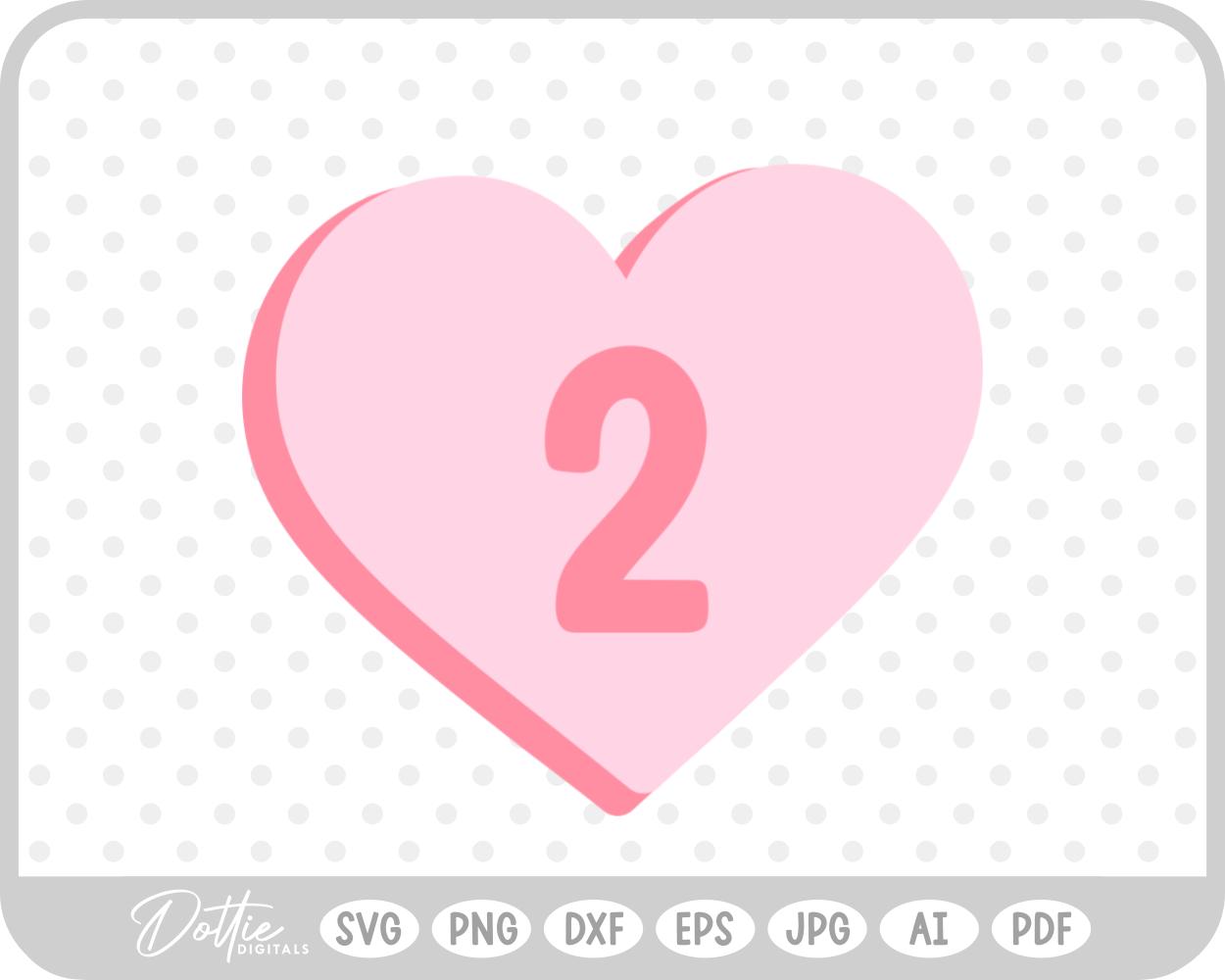 Candy Heart Shape Number 2 Two SVG PNG DXF – Cricut Silhouette Cutting File