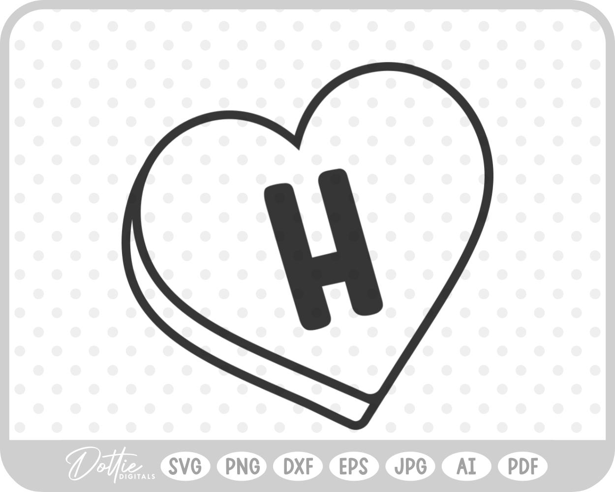 Candy Heart Shape Letter H SVG PNG DXF – Cricut Silhouette Cutting File