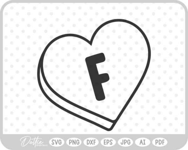 Candy Heart Shape Letter F SVG PNG DXF – Cricut Silhouette Cutting File