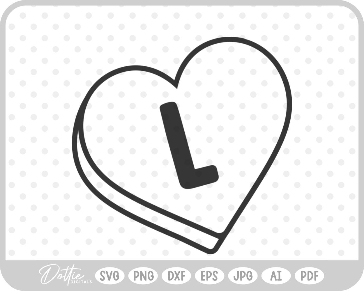 Candy Heart Shape Letter L SVG PNG DXF – Cricut Silhouette Cutting File