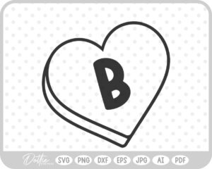 Candy Heart Shape Letter B SVG PNG DXF – Cricut Silhouette Cutting File