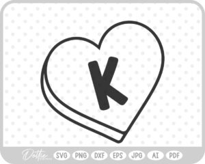 Candy Heart Shape Letter K SVG PNG DXF – Cricut Silhouette Cutting File