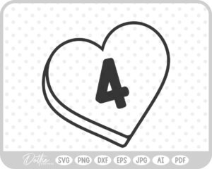 Candy Heart Shape Number 4 Four SVG PNG DXF – Cricut Silhouette Cutting File