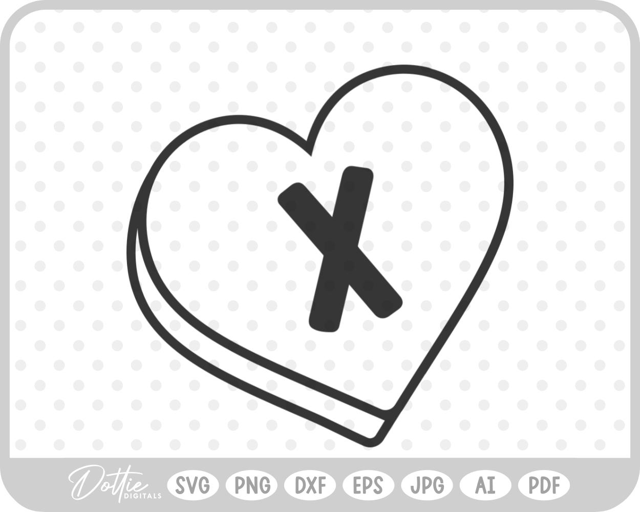 Candy Heart Shape Letter X SVG PNG DXF – Cricut Silhouette Cutting File