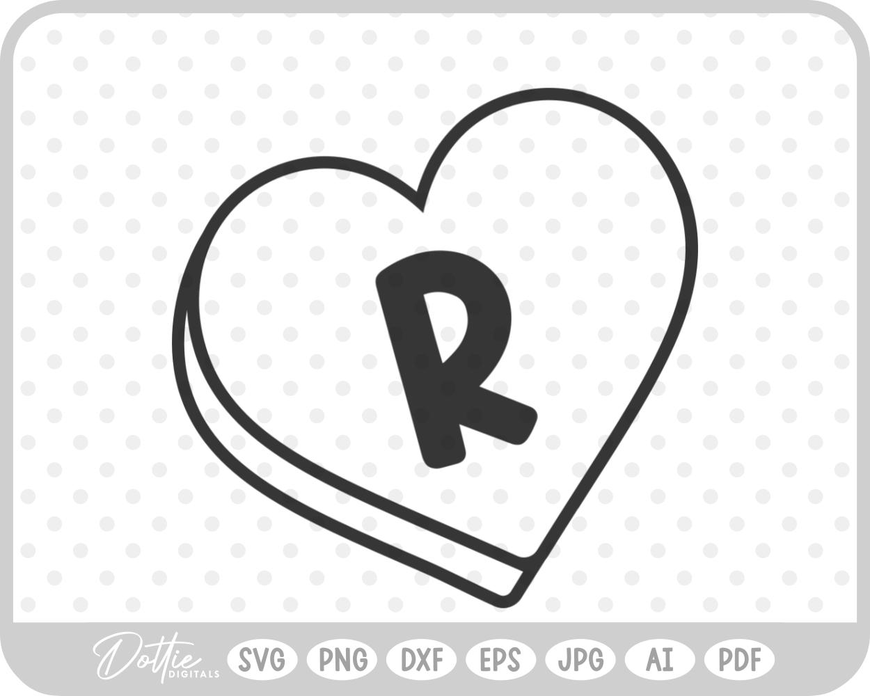 Candy Heart Shape Letter R SVG PNG DXF – Cricut Silhouette Cutting File
