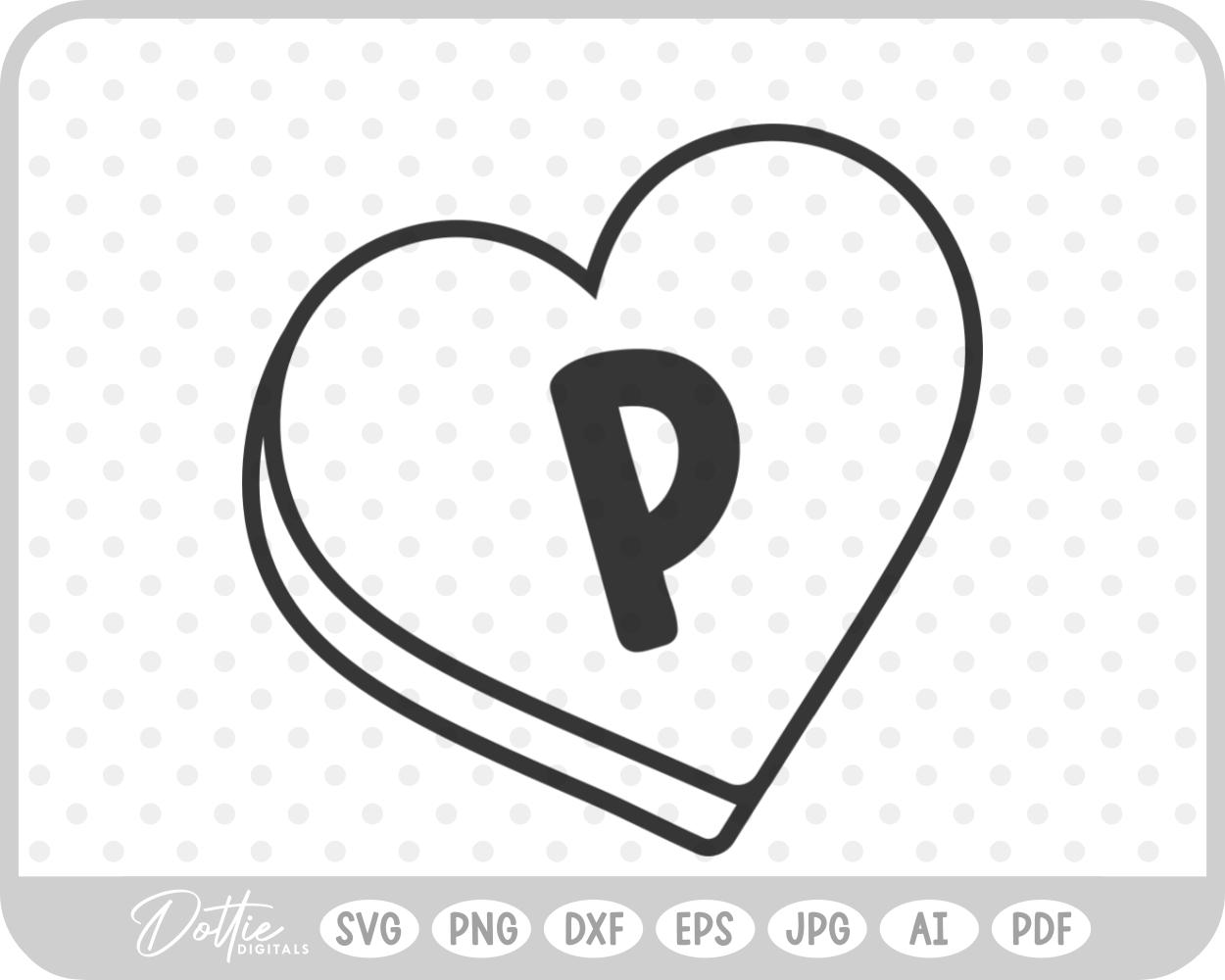 Candy Heart Shape Letter P SVG PNG DXF – Cricut Silhouette Cutting File