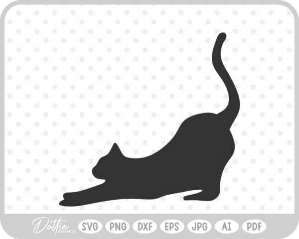 Stretching Cat SVG PNG DXF – Cricut Silhouette Cutting File