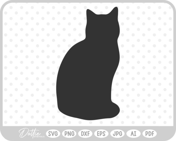 Sitting Cat SVG PNG DXF – Cricut Silhouette Cutting File