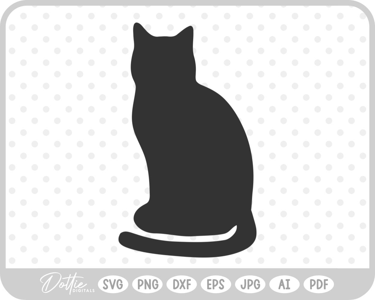 Cat Sat Down SVG PNG DXF – Cricut Silhouette Cutting File