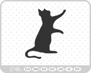 Cat With Paw Up  SVG PNG DXF – Cricut Silhouette Cutting File