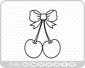 Cute Cherry Cherries With Bow Valentine's Day SVG PNG DXF – Cricut Silhouette Cutting File