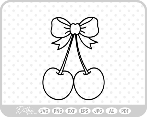 Cute Cherry Cherries With Bow Valentine's Day SVG PNG DXF – Cricut Silhouette Cutting File