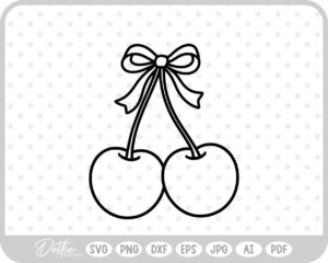 Cute Cherry Cherries With Bow Valentine's Day SVG PNG DXF – Cricut Silhouette Cutting File