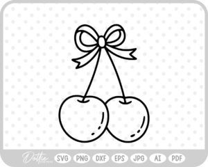 Cute Cherry Cherries With Bow Valentine's Day SVG PNG DXF – Cricut Silhouette Cutting File
