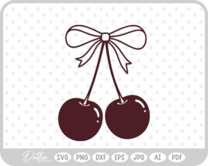 Cute Cherry Cherries With Bow Valentine's Day SVG PNG DXF – Cricut Silhouette Cutting File