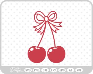 Cute Cherry Cherries With Bow Valentine's Day SVG PNG DXF – Cricut Silhouette Cutting File