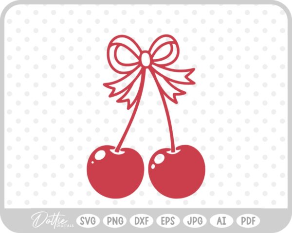 Cute Cherry Cherries With Bow Valentine's Day SVG PNG DXF – Cricut Silhouette Cutting File
