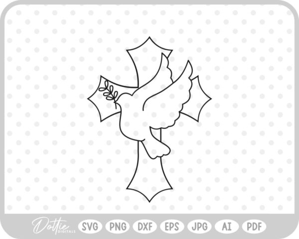 Cross Dove Symbol Christian Religion Jesus SVG PNG DXF – Cricut Silhouette Cutting File