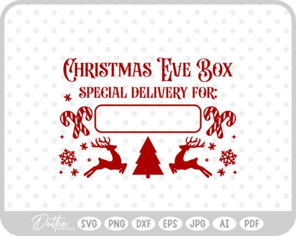 Christmas Eve Box Sticker Name Festive Gift SVG PNG DXF – Cricut Silhouette Cutting File