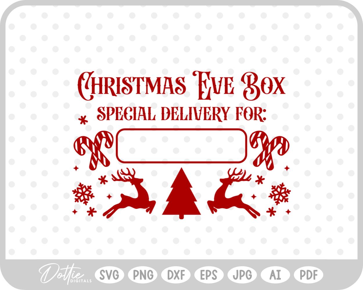 Christmas Eve Box Sticker Name Festive Gift SVG PNG DXF – Cricut Silhouette Cutting File