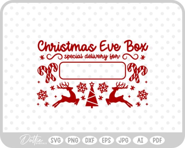 Christmas Eve Box Sticker Name Festive Gift SVG PNG DXF – Cricut Silhouette Cutting File