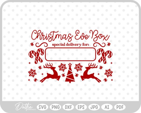 Christmas Eve Box Sticker Name Festive Gift SVG PNG DXF – Cricut Silhouette Cutting File