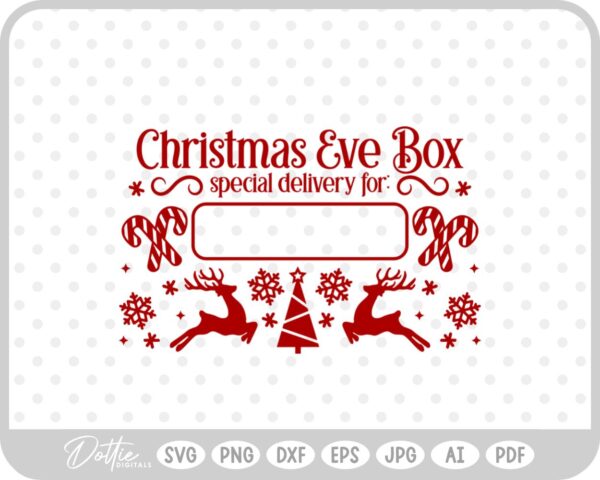 Christmas Eve Box Sticker Name Festive Gift SVG PNG DXF – Cricut Silhouette Cutting File