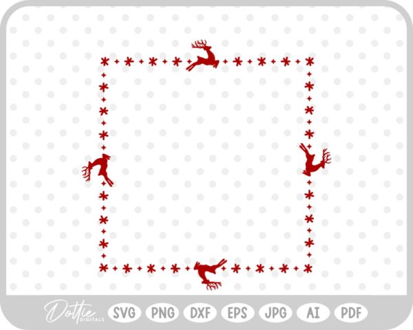 Reindeer Christmas Winter Frame Border Background SVG PNG DXF – Cricut Silhouette Cutting File