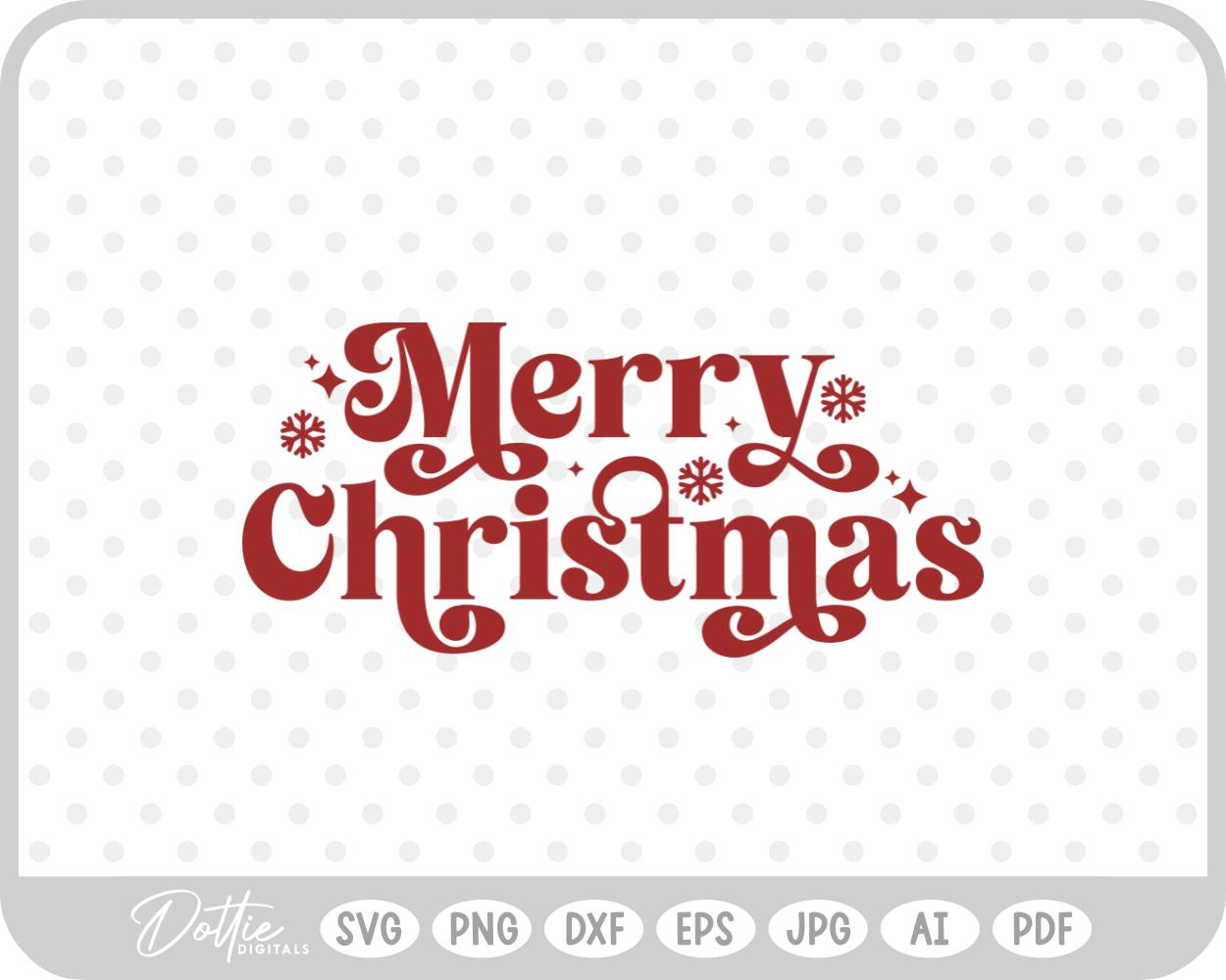 Merry Christmas Script Text Snowflakes SVG PNG DXF – Cricut Silhouette Cutting File