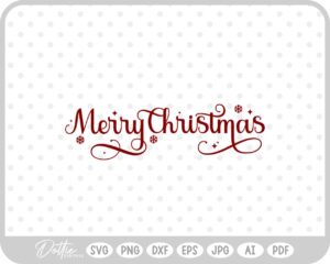 Merry Christmas Script Text Snowflake SVG PNG DXF – Cricut Silhouette Cutting File
