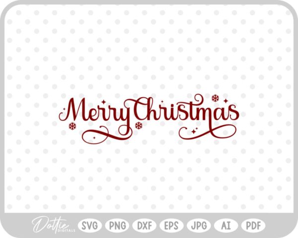 Merry Christmas Script Text Snowflake SVG PNG DXF – Cricut Silhouette Cutting File