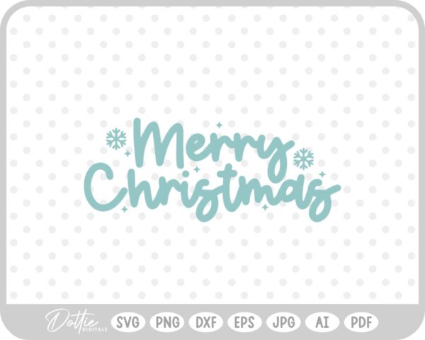 Merry Christmas Script Text Snowflake SVG PNG DXF – Cricut Silhouette Cutting File