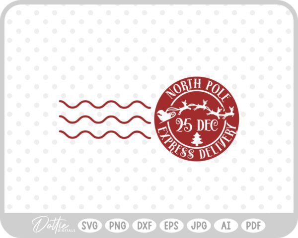 North Pole Christmas Stamp Sticker Postal Package SVG PNG DXF – Cricut Silhouette Cutting File