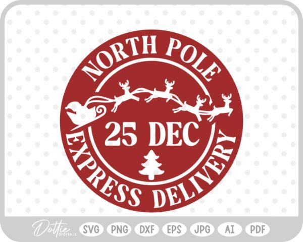 North Pole Christmas Stamp Sticker Postal Package SVG PNG DXF – Cricut Silhouette Cutting File